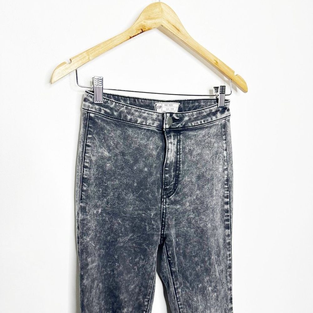 Free People Acid Wash Black Flare Jeans - Picture 3 of 8